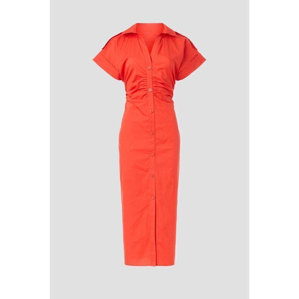 Saunders x RTR Red Ruched Shirt Dress - Picture 10 of 10